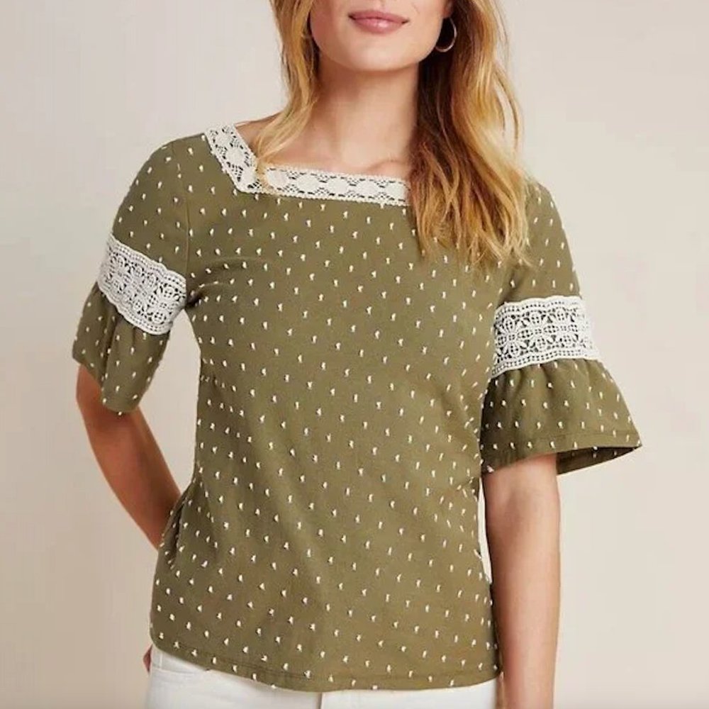 Women's Large Maeve by Anthropologie Venezia Textured Lace Top NWT